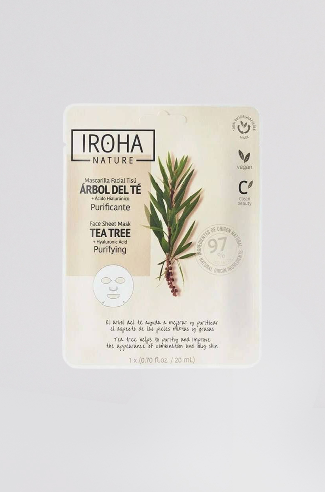 masque tissu visage purifiant arbre a the 20ml - Photo 1
